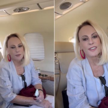 Acompanhada do marido, Ana Maria Braga volta a São Paulo e anuncia retorno ao Mais Você