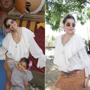 Com a filha Liz, Lore Improta curte São João em família no interior da Bahia; veja fotos