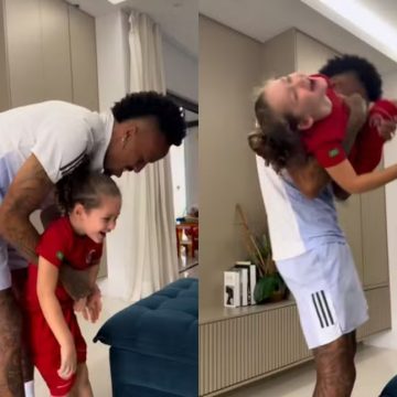 Tainá Castro mostra vídeo do filho com Léo Pereira brincando com Éder Militão