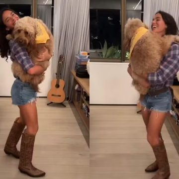 Bruna Marquezine dança forró com cadelinha de Sasha em festa junina