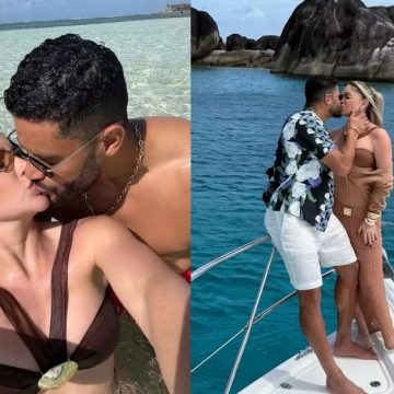 Hulk Paraíba surge em clima de romance com Camila Ângelo em ilha paradisíaca