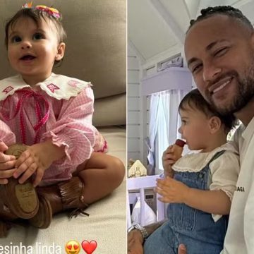 Neymar se encanta ao ver a filha Helena vestida de caipira: ‘Princesinha linda’