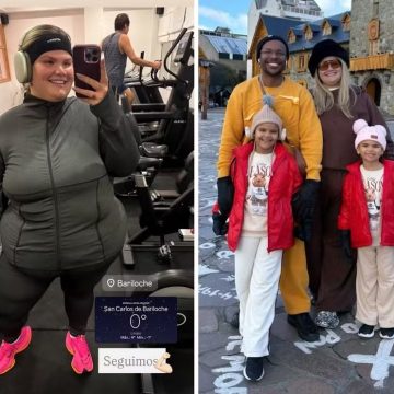 Thais Carla treina durante férias em Bariloche após perder 45kg