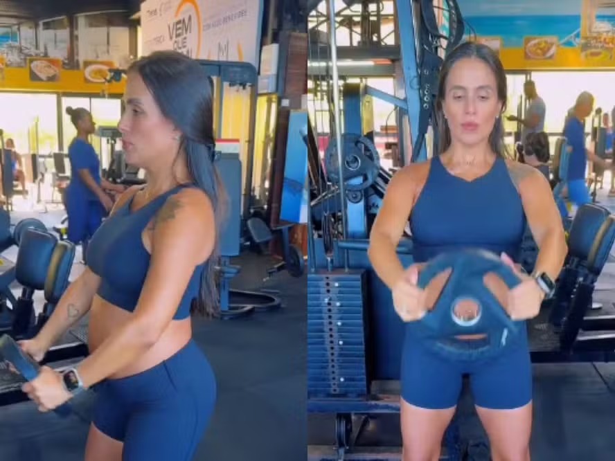 Grávida, Carol Peixinho exibe barrigão durante treino: “Cuidando de mim”
