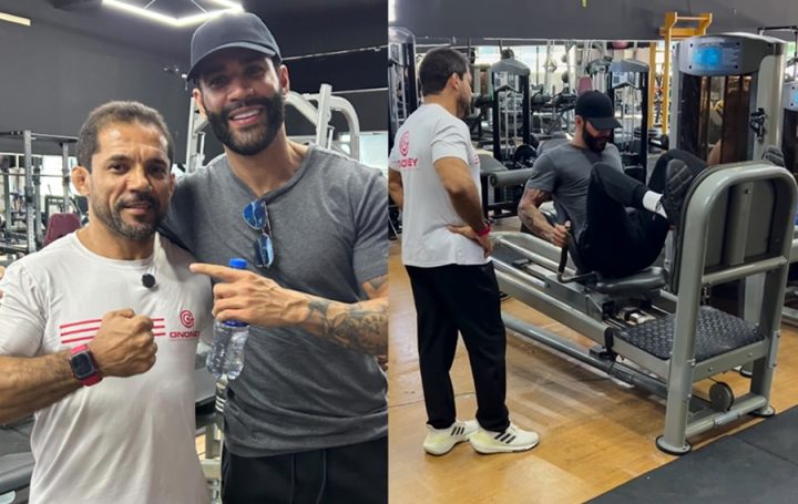 Gusttavo Lima treina em academia no interior da Bahia durante maratona de São João