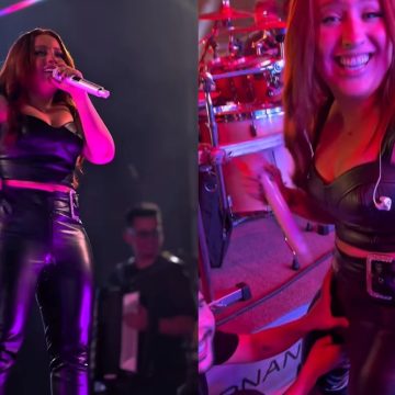Perrengue! Mari Fernandez usa fita isolante para colar calça rasgada em show na Bahia
