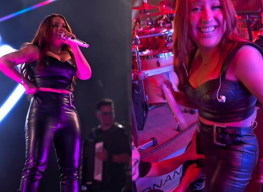 Perrengue! Mari Fernandez usa fita isolante para colar calça rasgada em show na Bahia