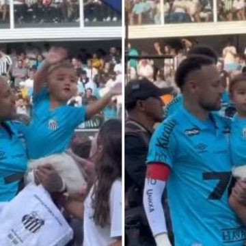 Mavie rouba a cena ao entrar em campo com Neymar; veja vídeo