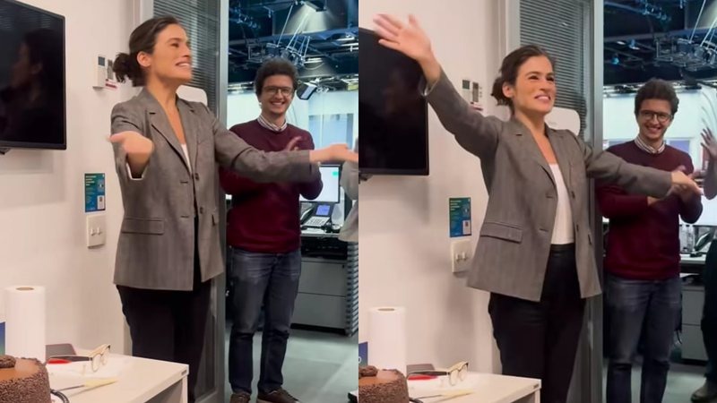 Renata Vasconcellos ganha festa de aniversário na Globo: ‘Surpresa com bolo’