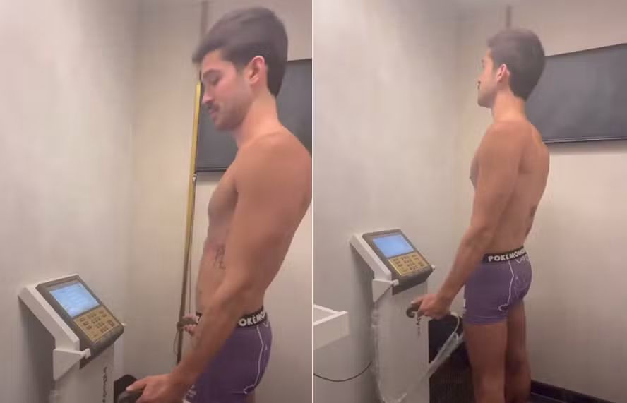João Guilherme emagrece seis quilos e mostra exame de bioimpedância com cueca do Pokémon