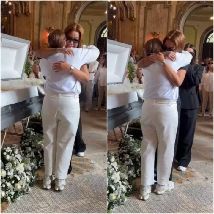 Ludmilla chora abraçando Jude Paulla no enterro de Preta Gil