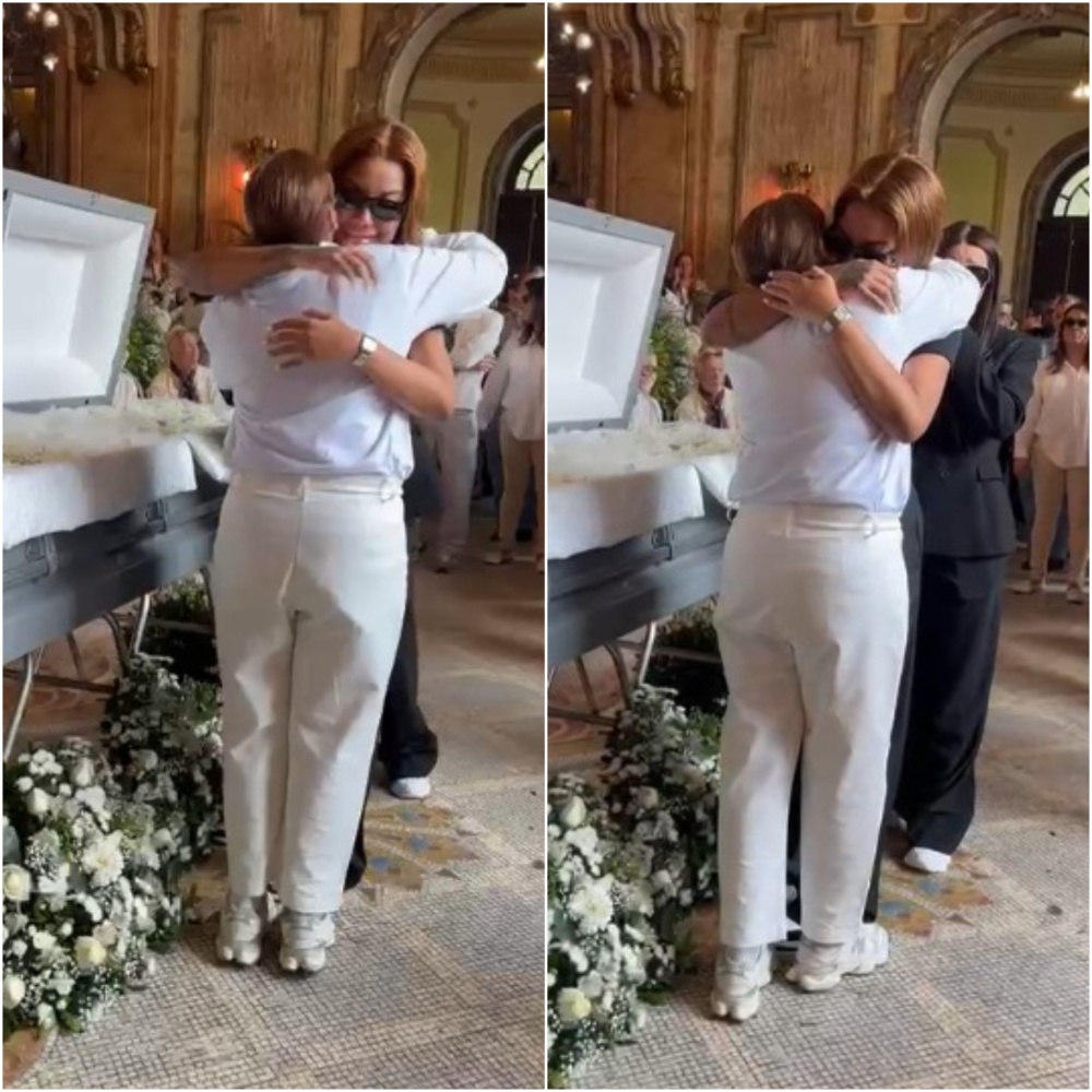 Ludmilla chora abraçando Jude Paulla no enterro de Preta Gil