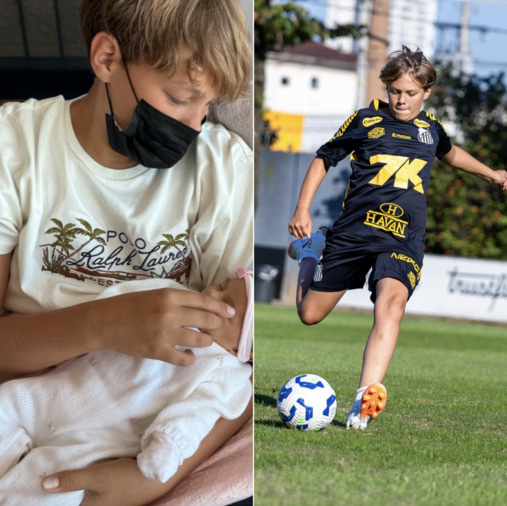 Filho mais velho de Neymar encanta em primeiro encontro com a irmã caçula Mel