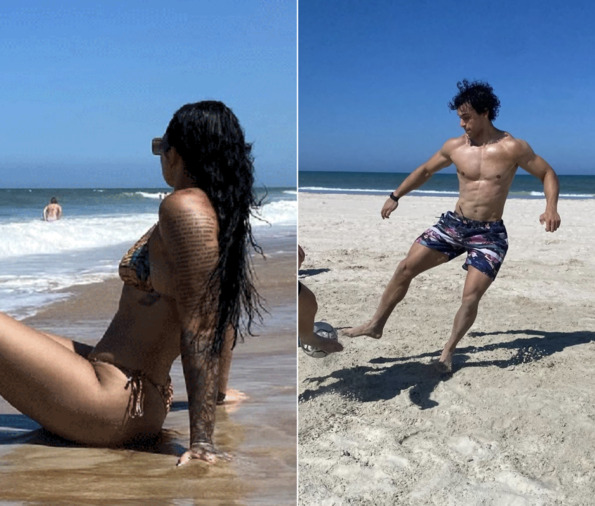 Filhos de Xanddy e Carla Perez curtem dia na praia e ganham elogios dos pais
