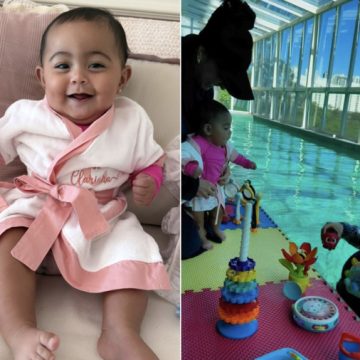 Graciele Lacerda encanta público ao mostrar primeira aula de natação da filha Clara