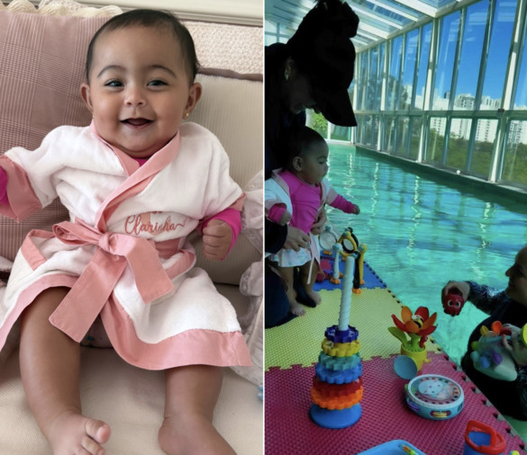 Graciele Lacerda encanta público ao mostrar primeira aula de natação da filha Clara
