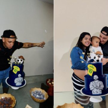 João Gomes celebra aniversário com bolo temático inspirado em Neymar