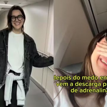 Mariana Molina cai no choro em primeiro voo de avião após 7 anos e comemora