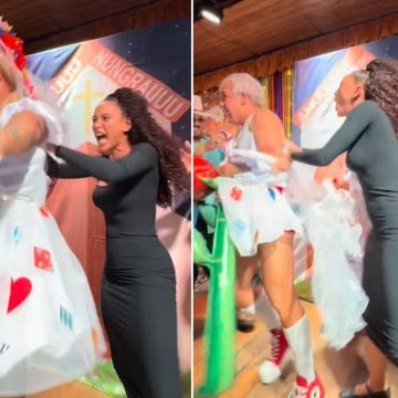 Taís Araújo recria cena icônica de ‘Vale Tudo’ e rasga vestido de ‘noiva’; assista