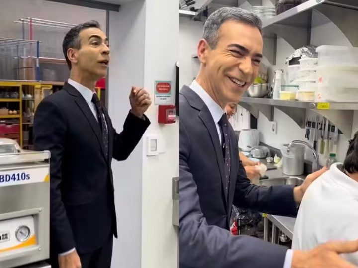 Cesar Tralli visita cozinha do ‘Mais Você’ e pede coxinha: ‘Se sobrar, guardo a marmita’