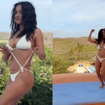 Salma Hayek dança de biquíni e ostenta shape impressionante aos 58 anos