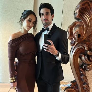Filha de Faustão posa ao lado do noivo em casamento de amigos