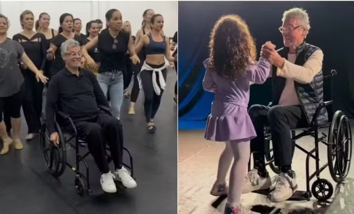 Carlinhos de Jesus usa cadeira de rodas por bursite e tendinite nos glúteos