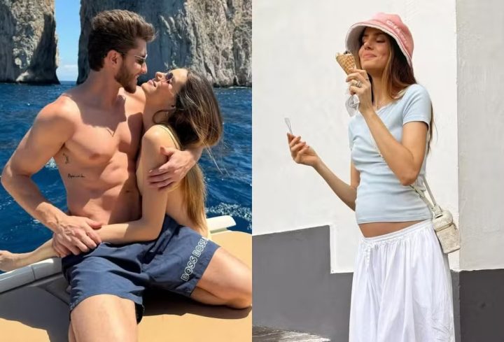 Camila Queiroz exibe barrigade grávida em viagem ‘babymoon’ com Klebber Toledo pela Itália
