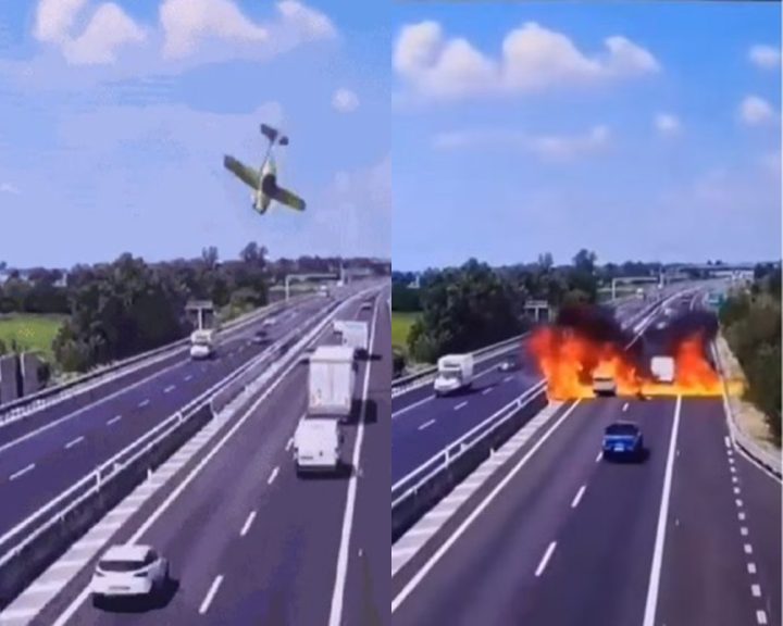 VÍDEO: avião cai em rodovia na Itália e mata duas pessoas