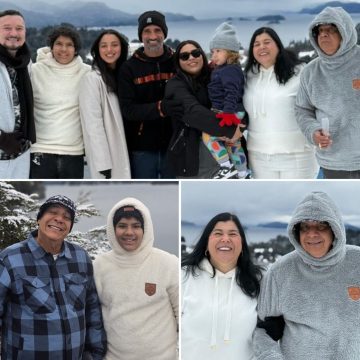 Zeca Pagodinho leva filhos e netos para férias na neve em Bariloche