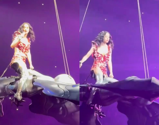 Susto! Katy Perry enfrenta problema técnico e quase cai durante show