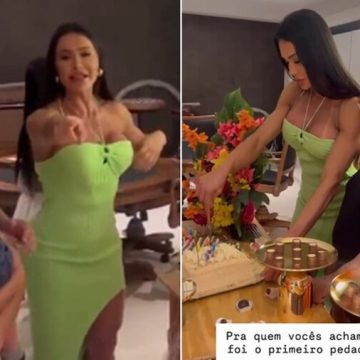 Ex-casal, Gracyanne e Belo se reencontram em aniversário da mãe do cantor