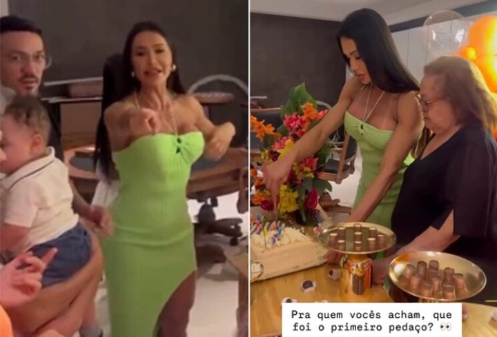 Ex-casal, Gracyanne e Belo se reencontram em aniversário da mãe do cantor