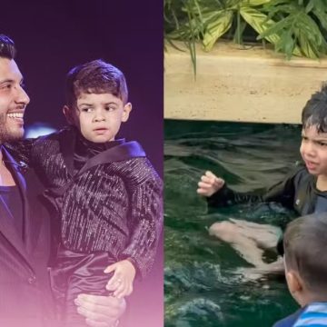 Murilo Huff publica vídeo com o filho Leo em aula de natação em meio à disputa judicial com mãe de Marília Mendonça