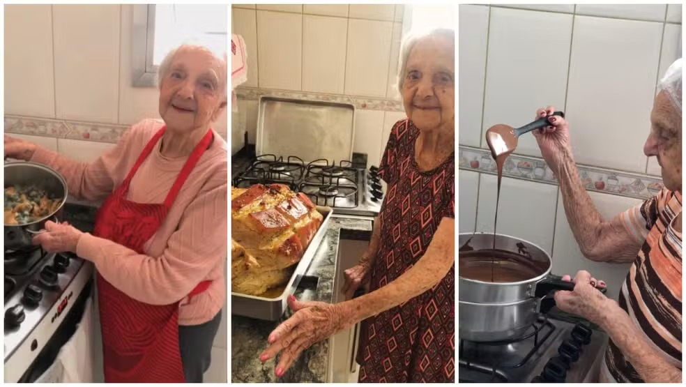 Aos 101 anos, idosa viraliza nas redes ensinando receitas de família: “Estou querendo viver mais”