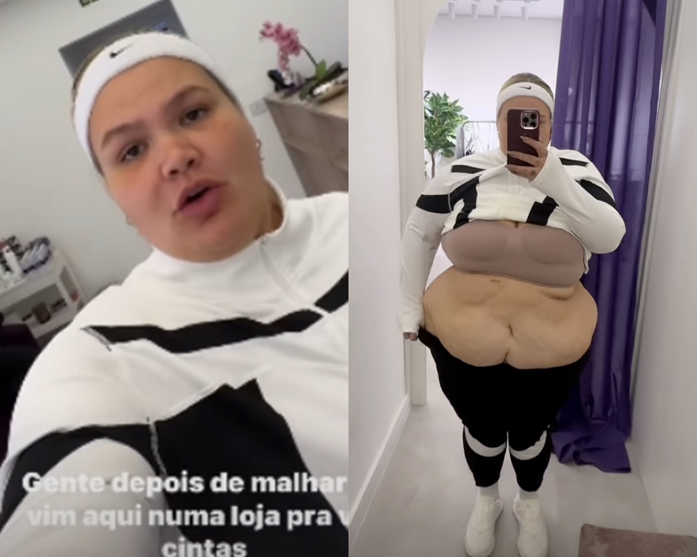 Thais Carla desabafa sobre excesso de pele após perder 50kg: ‘A barriga está mole’