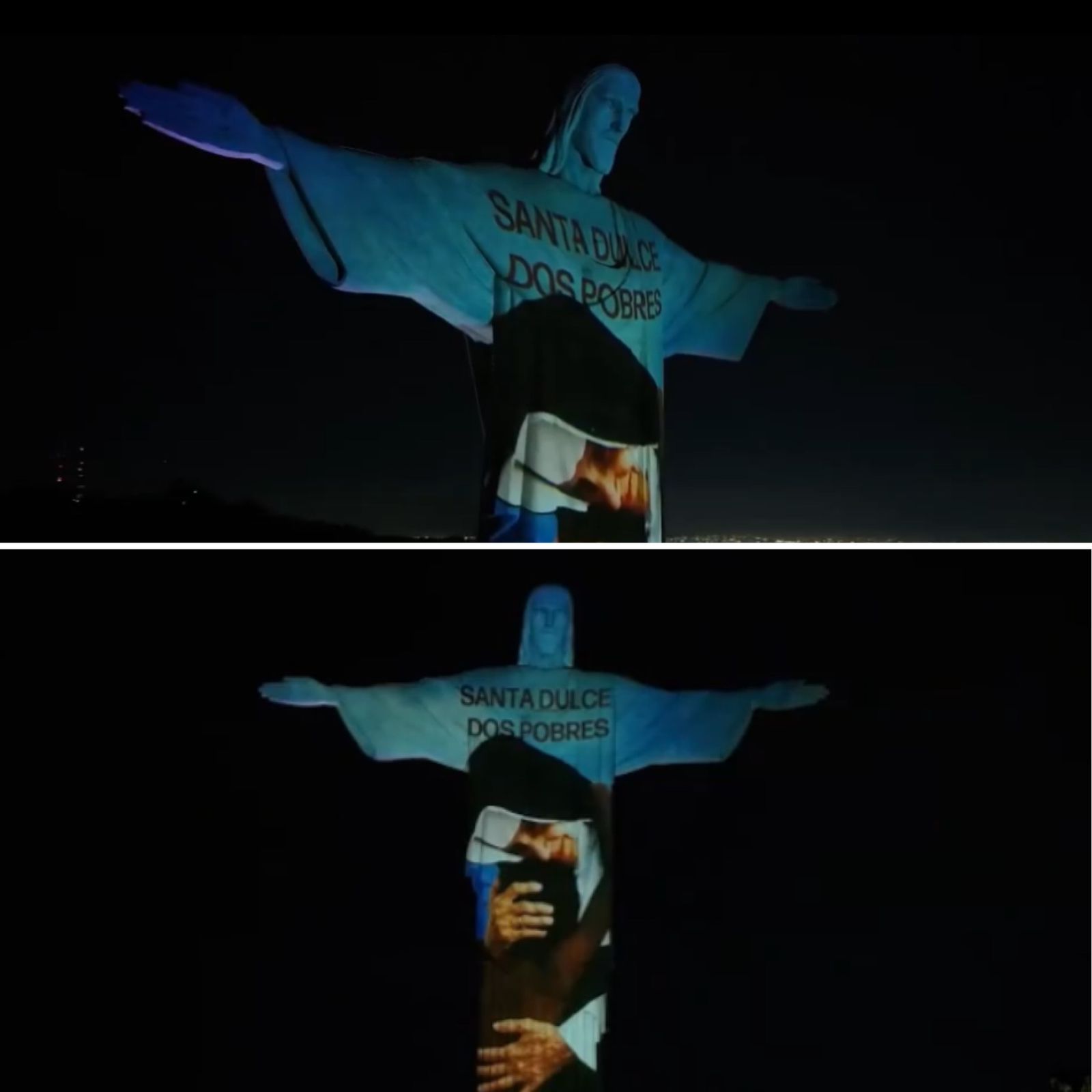 Cristo Redentor homenageia Santa Dulce dos Pobres com projeção emocionante