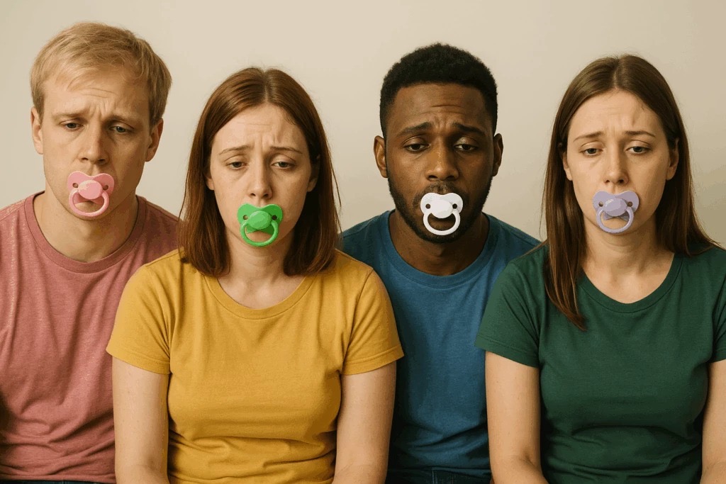 Nova moda de adultos usarem chupeta deixa especialistas em alerta