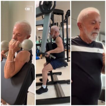 Lula compartilha vídeo fazendo musculação em pleno sábado e incentiva: ‘Mexa-se’
