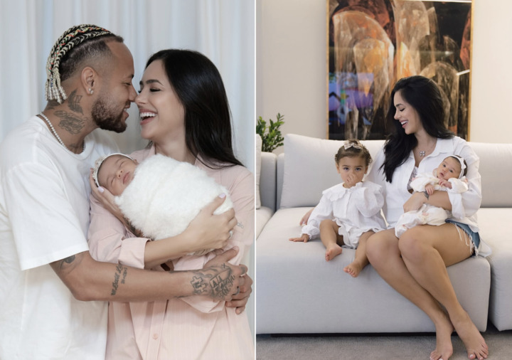 Bruna Biancardi compartilha registros especiais com Neymar e as filhas Mavie e Mel