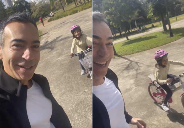 César Tralli encanta público ao mostrar momento especial com a filha Manu: “Haja fôlego”