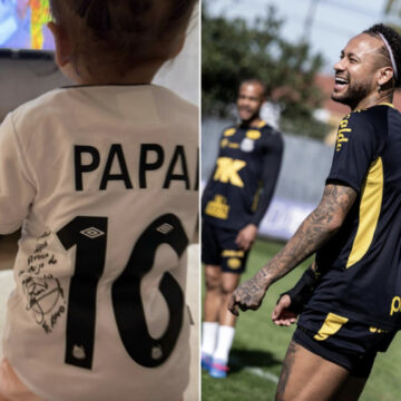 Filha de Neymar esbanja fofura com camisa autografada pelo pai