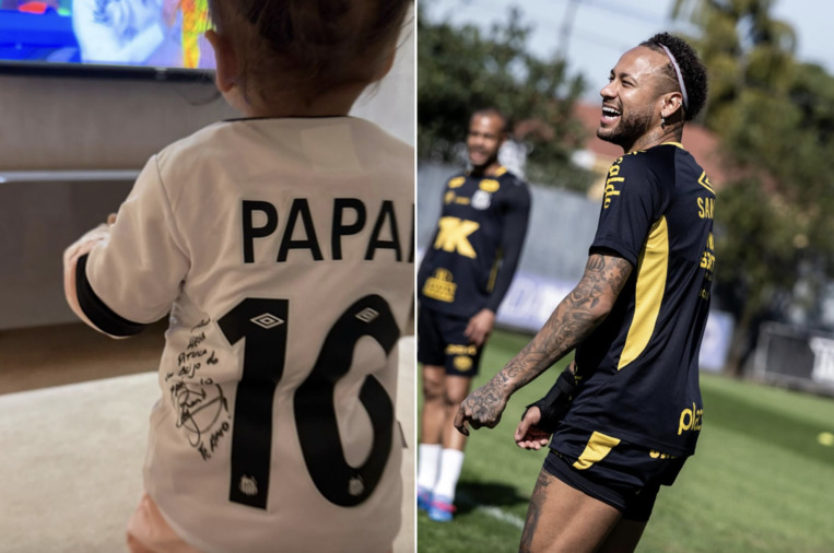 Filha de Neymar esbanja fofura com camisa autografada pelo pai
