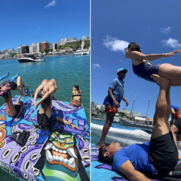 Em Salvador, Praia da Preguiça recebe experiência inédita de ioga e canoagem