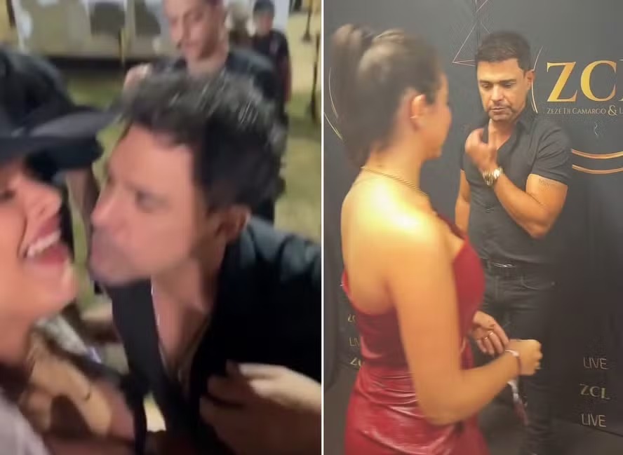 Zezé Di Camargo tenta beijar fã e dá ‘conferida’ em outra em camarim; assista