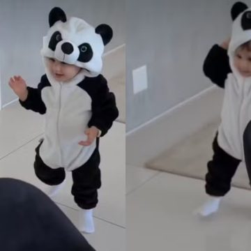 Amanda Kimberlly encanta web com vídeo fofo de Helena, sua filha com Neymar, vestida de panda