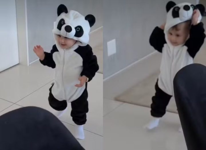 Amanda Kimberlly encanta web com vídeo fofo de Helena, sua filha com Neymar, vestida de panda