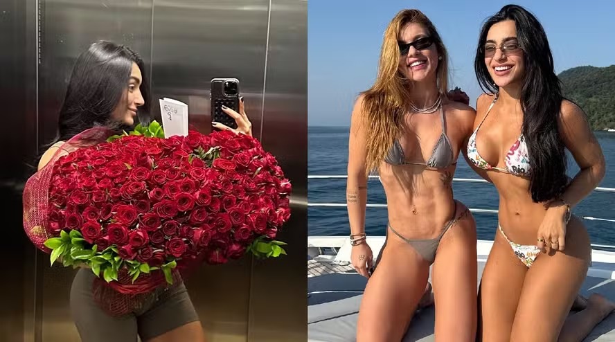 Suposta affair de Virginia, Duda Freire ganha buquê de flores gigante: ‘Não estava preparada’