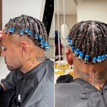 Neymar renova as tranças e exibe novo visual antes de jogo do Santos