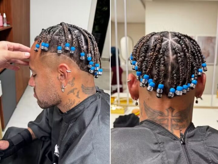 Neymar renova as tranças e exibe novo visual antes de jogo do Santos